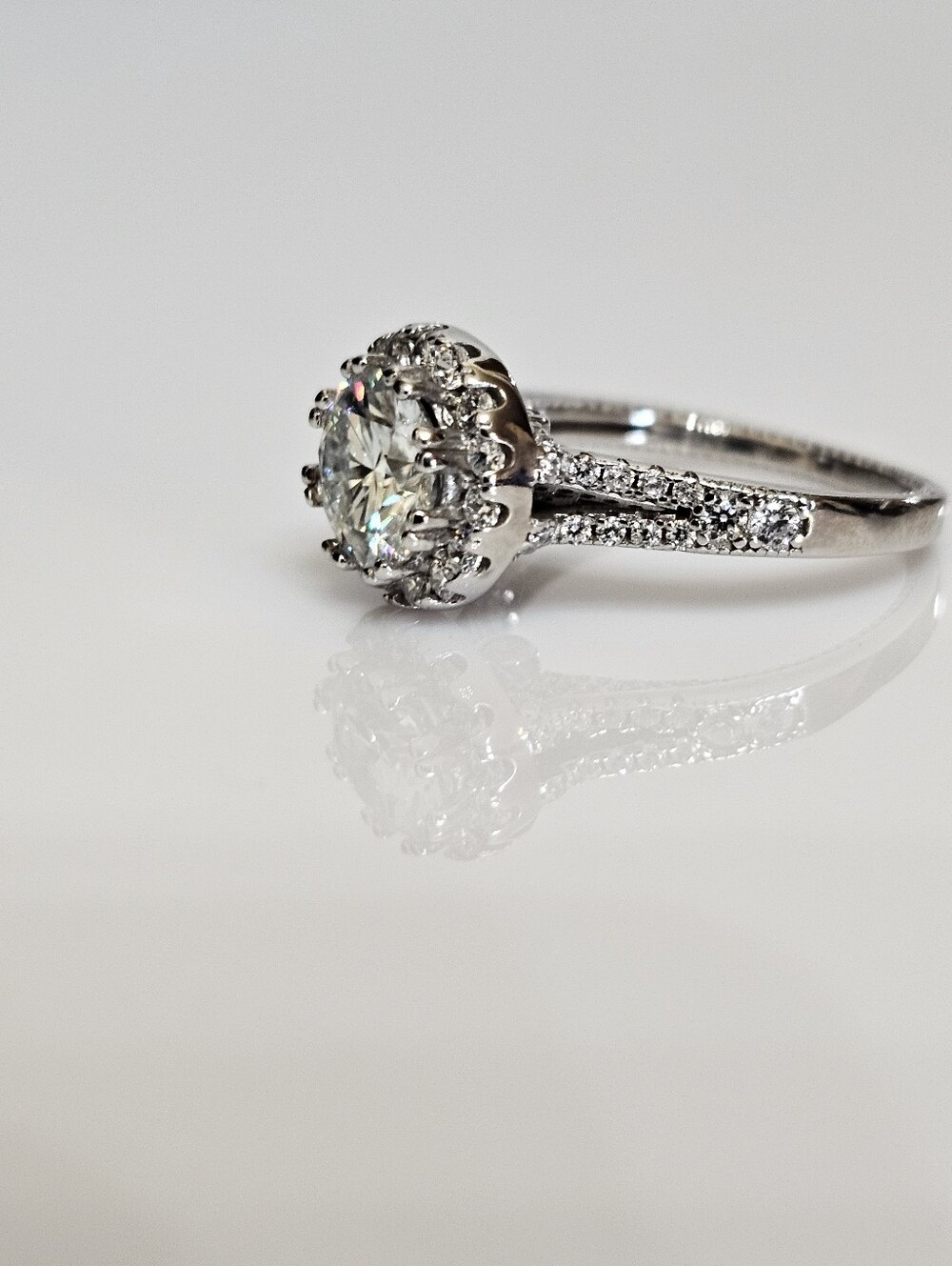Genuine Moissanite 3 Carat Ring 18K White Gold Vermeil Size 8! - Picture 4 of 15